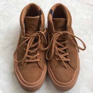 Converse golden brown high top all star shoes